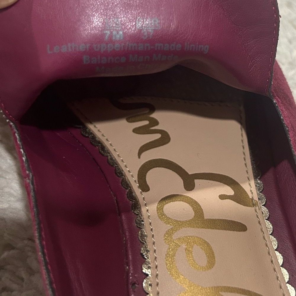 Sam Edelman Wine Suede Leather Pointed Mules with Stud Trim - Picture 7 of 7